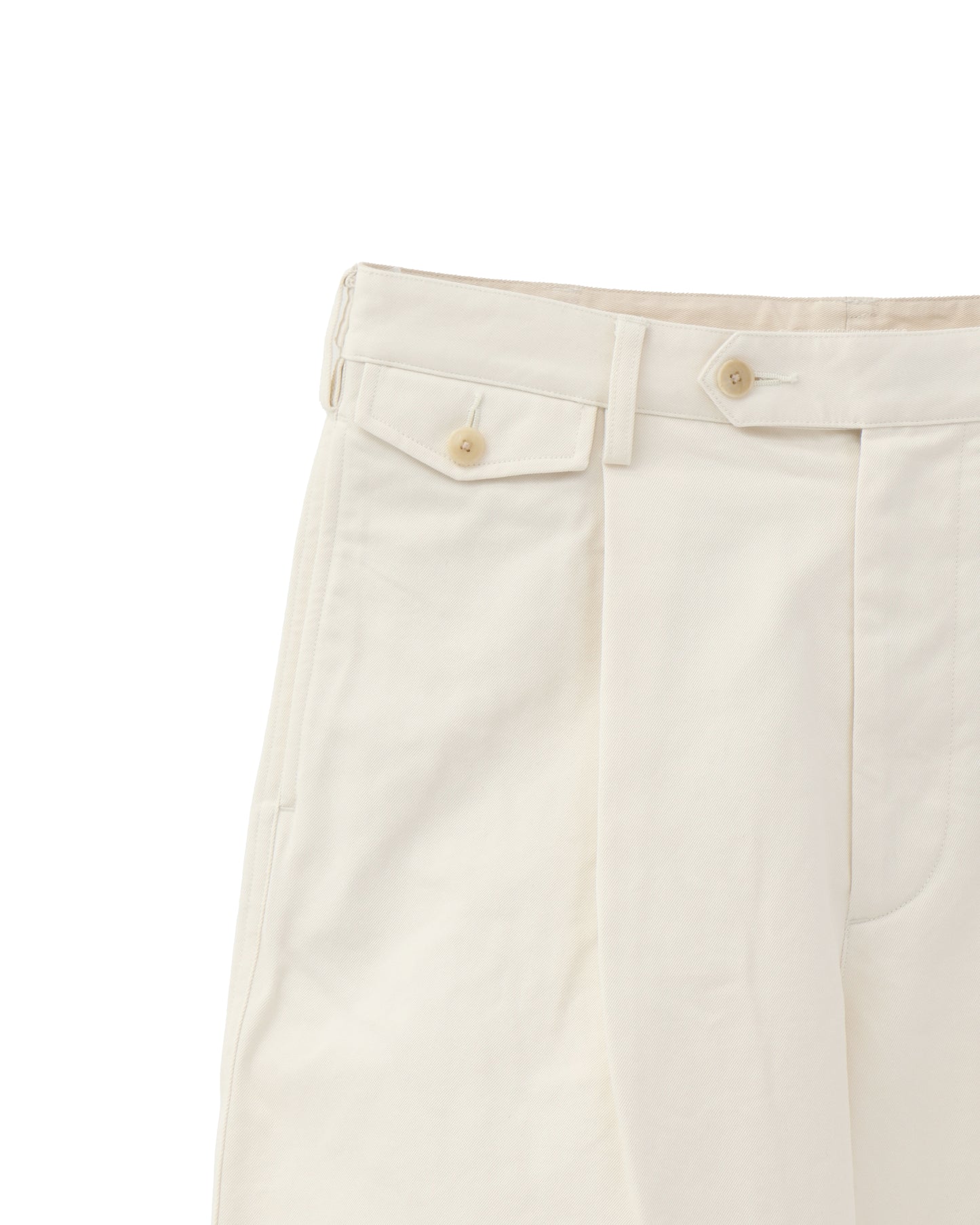 WASHED FINX CHINO ONE-TUCK PANTS IVORY WHITE