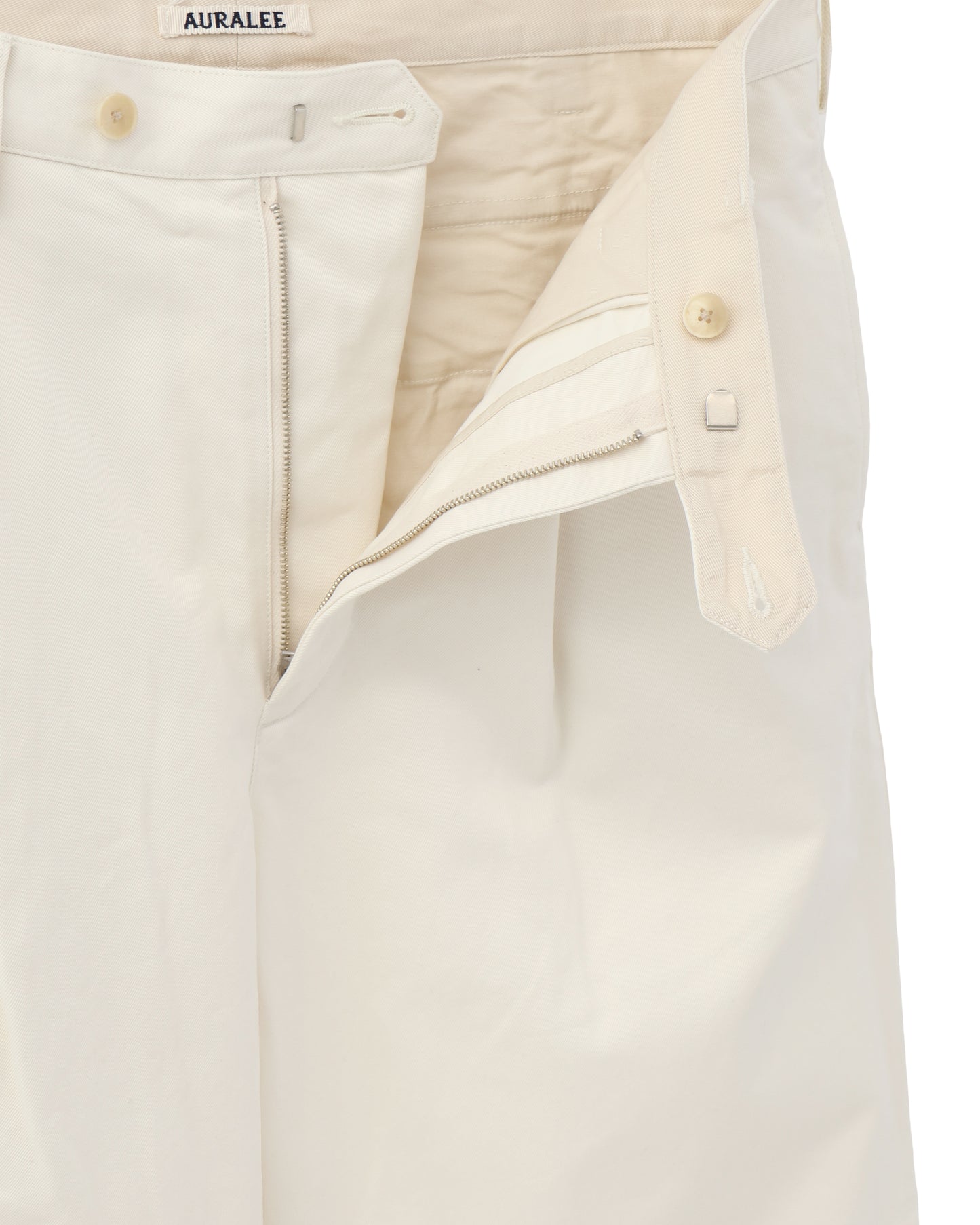 WASHED FINX CHINO ONE-TUCK PANTS IVORY WHITE