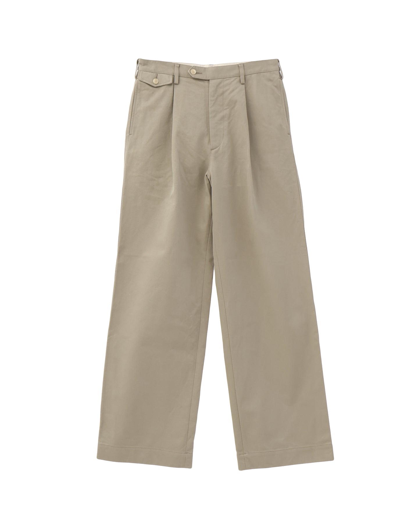 WASHED FINX CHINO ONE-TUCK PANTS LIGHT KHAKI