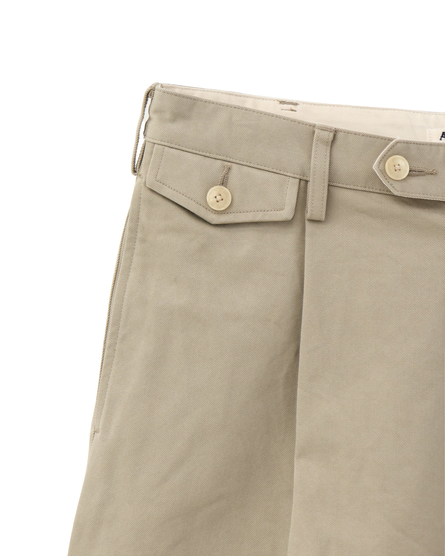 WASHED FINX CHINO ONE-TUCK PANTS LIGHT KHAKI