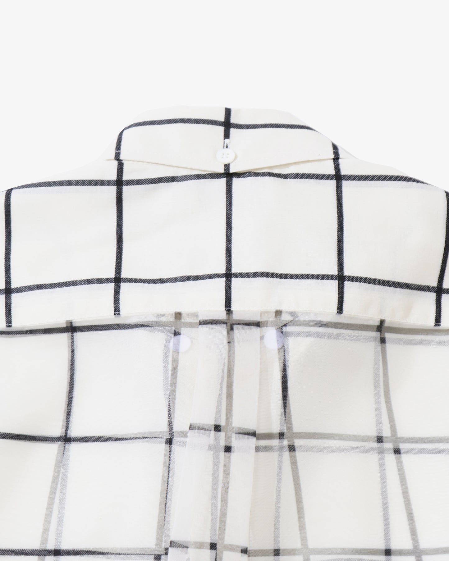 SHEER BACK WINDOWPANE SHORT-SLV BLOUSE 15266