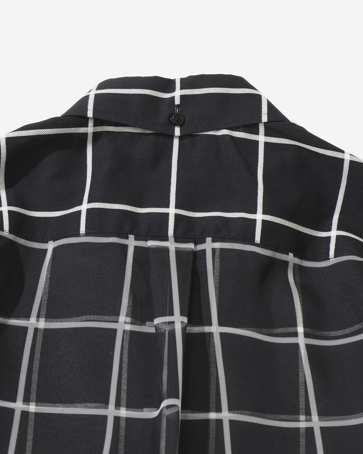 SHEER BACK WINDOWPANE SHORT-SLV BLOUSE 15266
