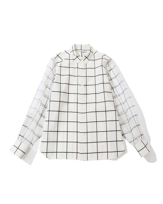 SHEER SLEEVE WINDOWPANE BLOUSE 15265