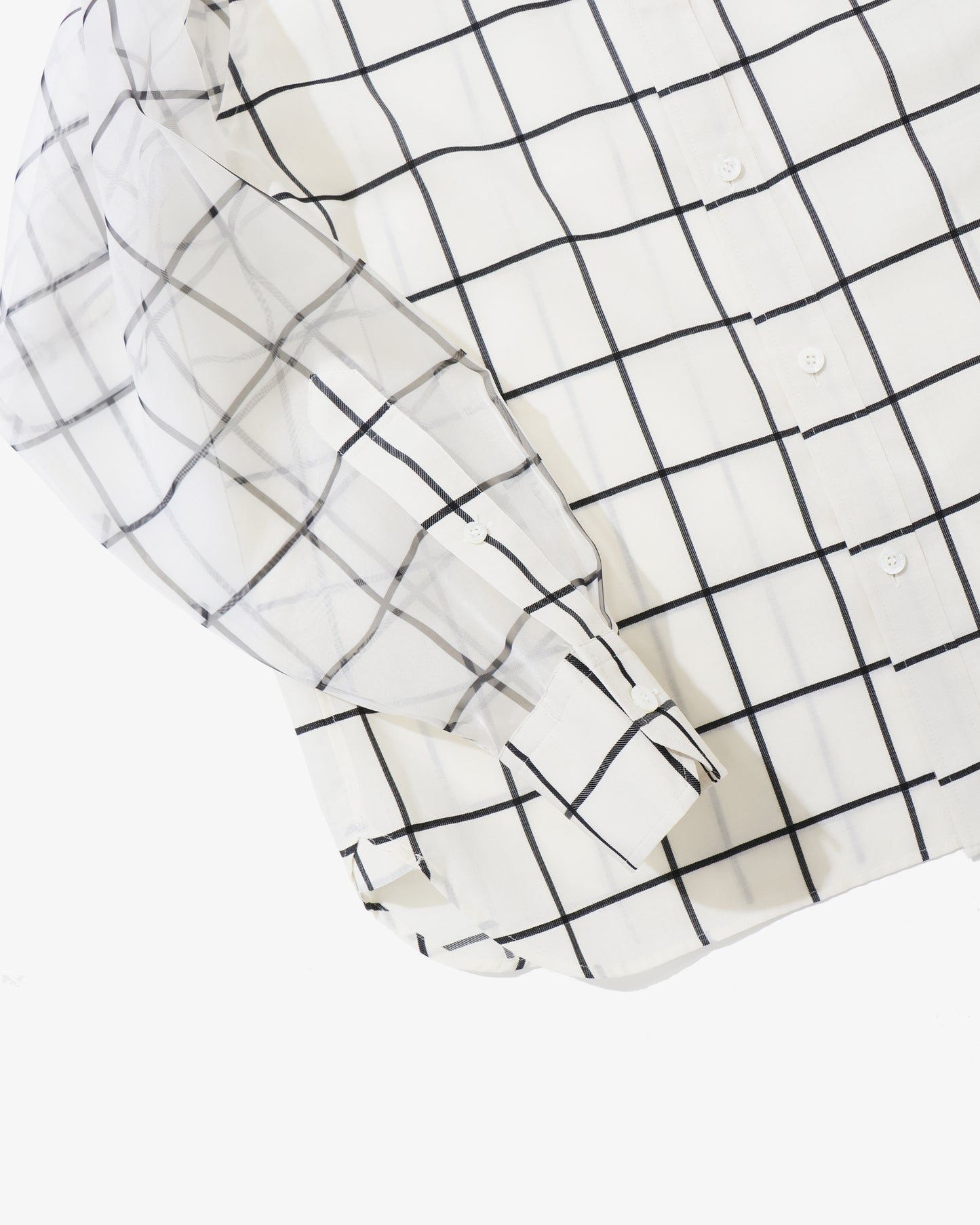 SHEER SLEEVE WINDOWPANE BLOUSE 15265