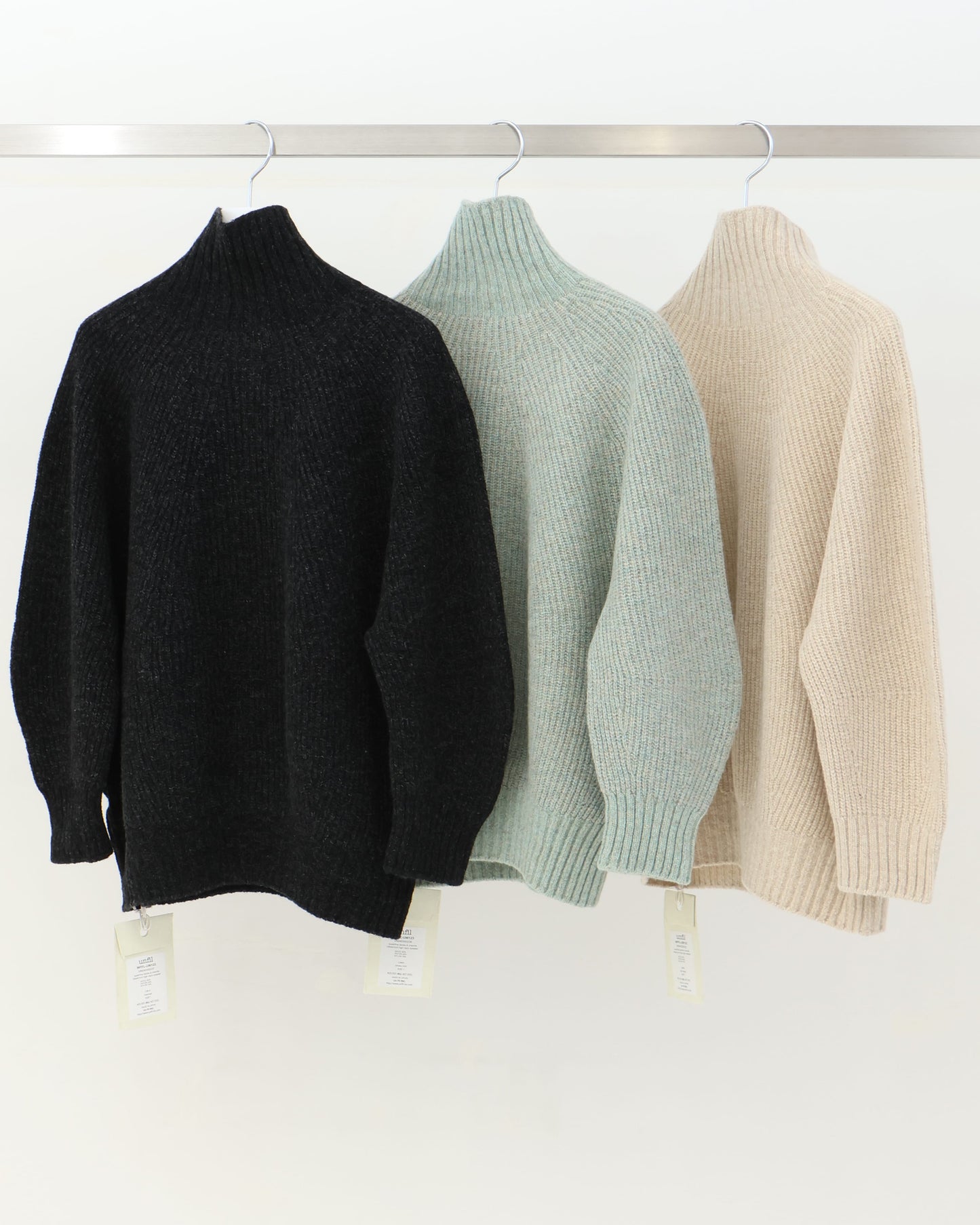 superfine lambs&chenille ribbed-knit high-neck sweater