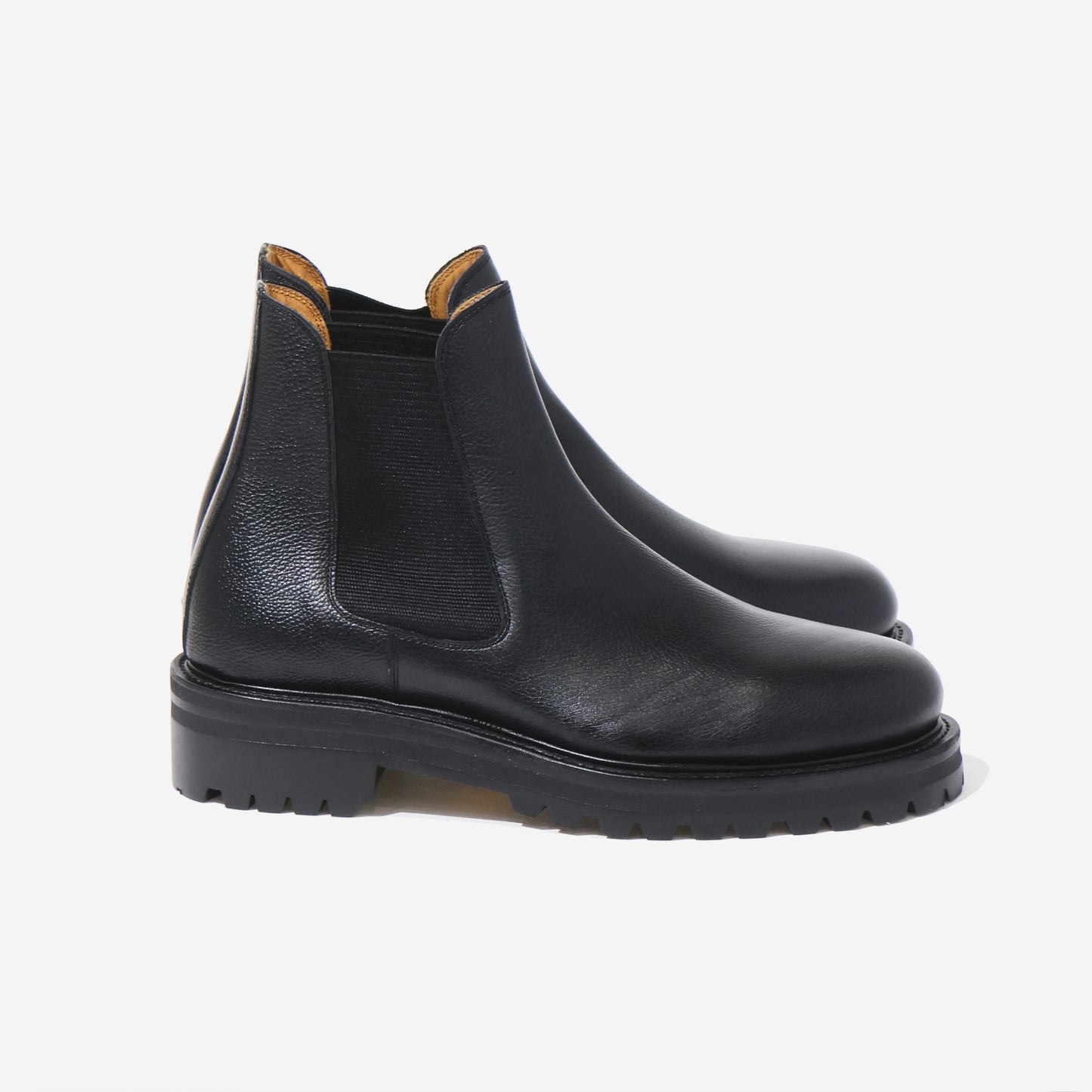 Side Gore Boots in Grain Leather BLACK