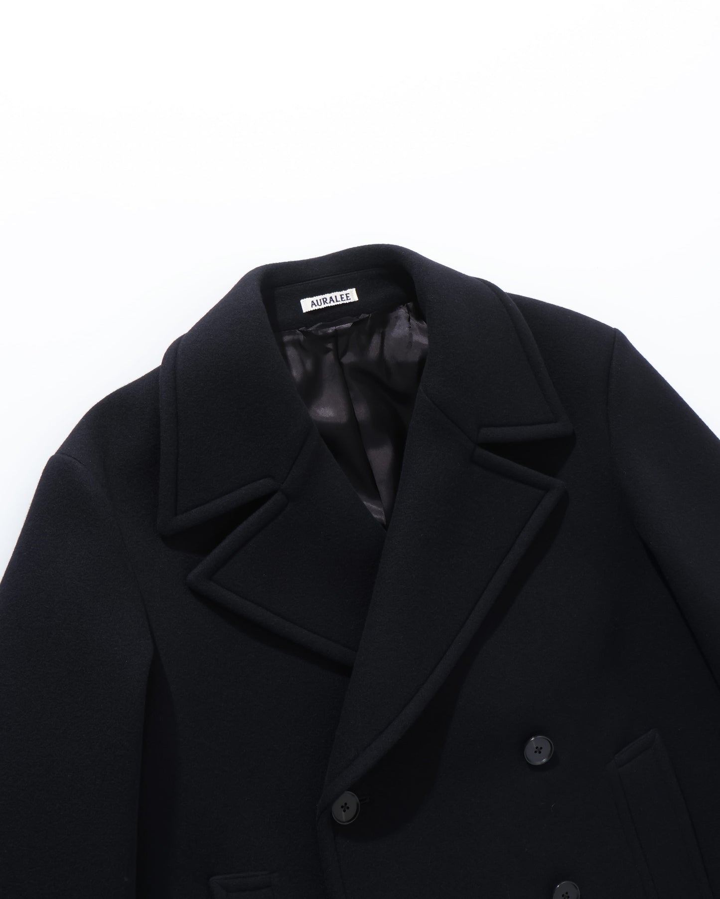 SPONGE WOOL MELTON P-COAT DARK NAVY