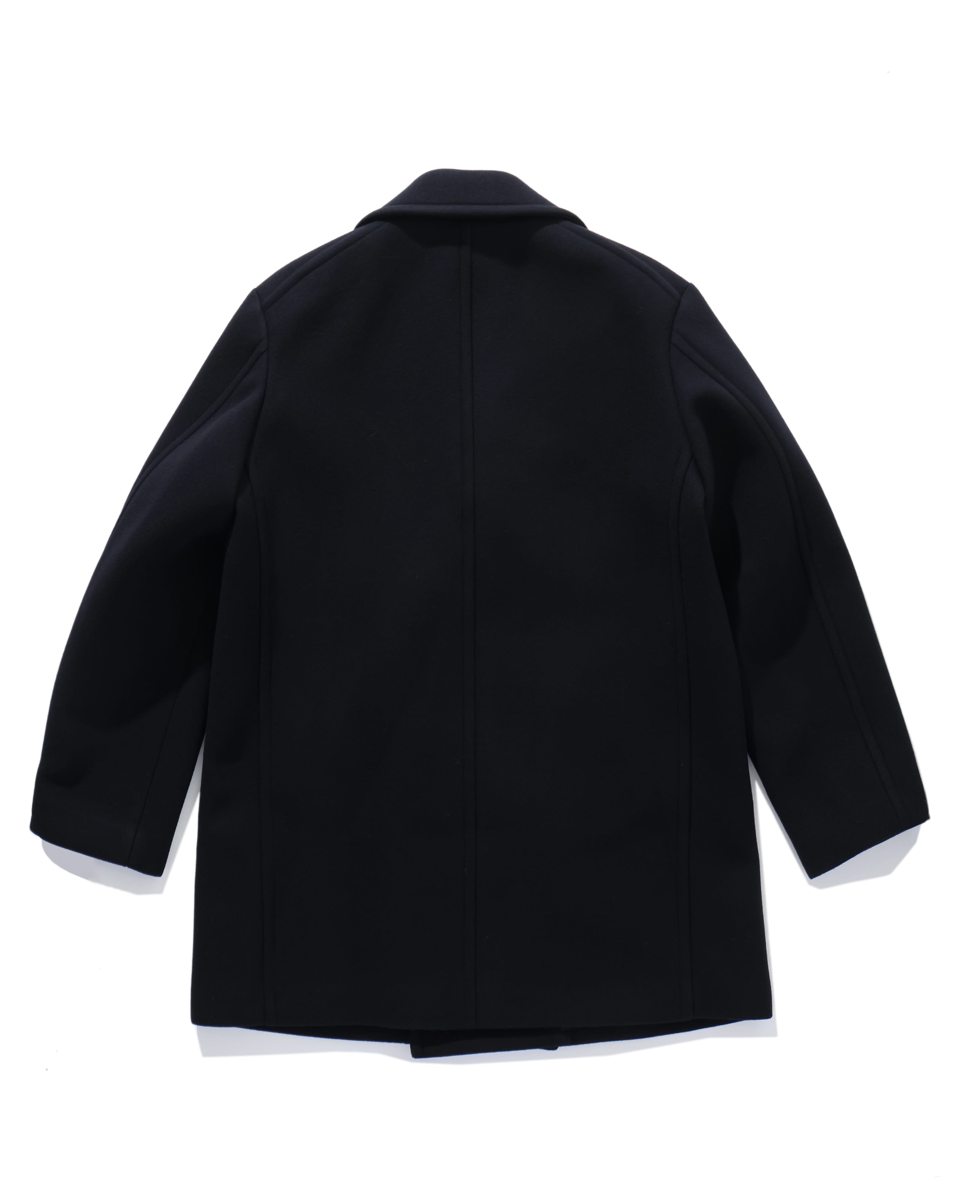 SPONGE WOOL MELTON P-COAT DARK NAVY