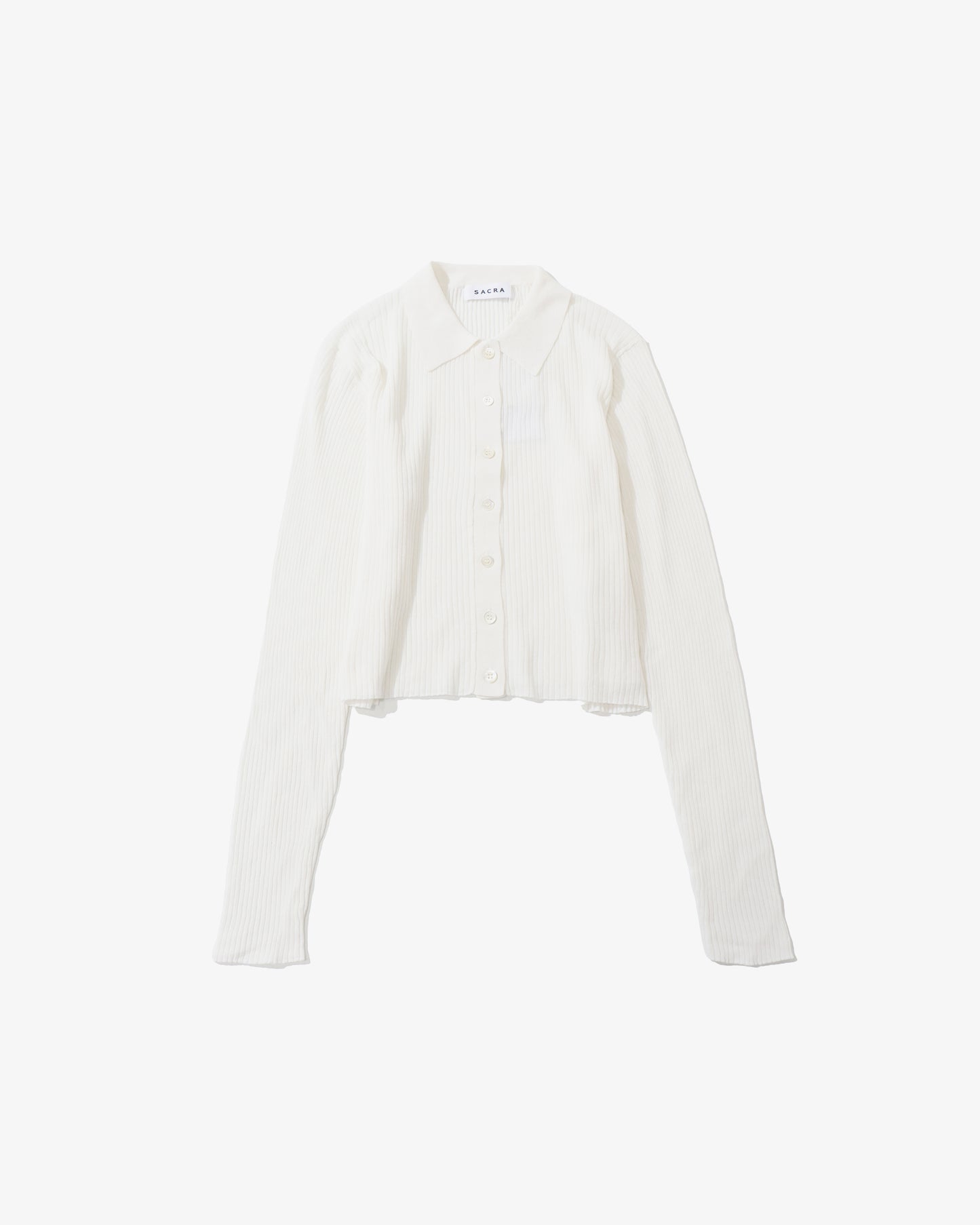 F.TWIST COTTON SILK RIB POLO CARDIGAN