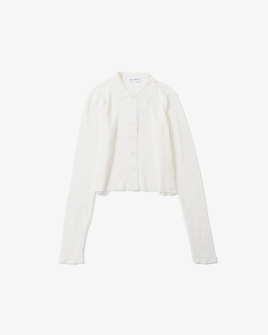 F.TWIST COTTON SILK RIB POLO CARDIGAN