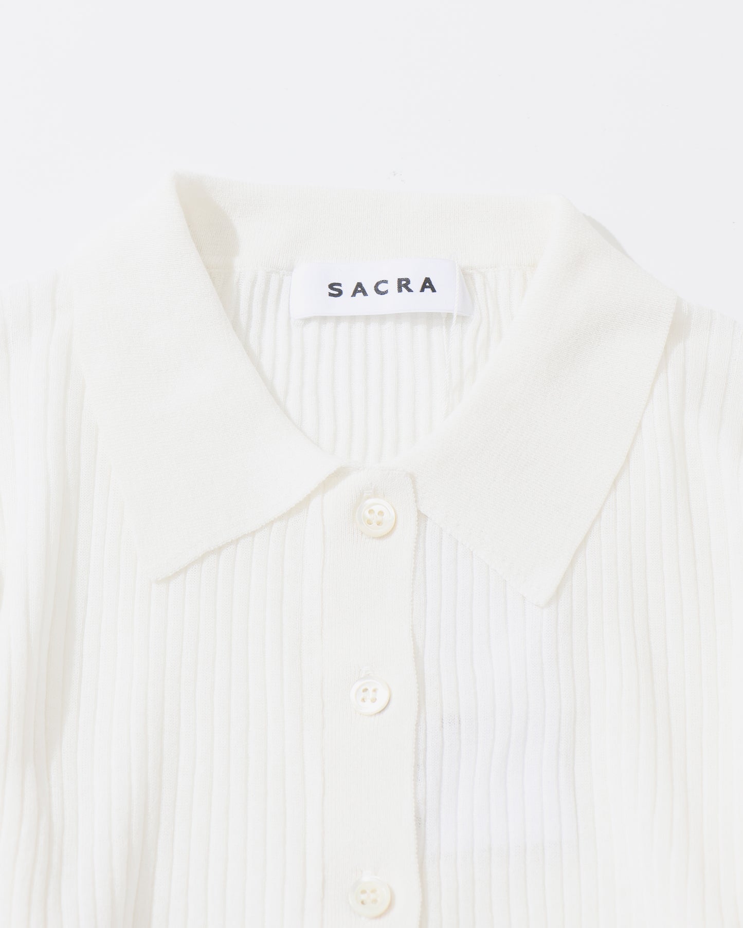 F.TWIST COTTON SILK RIB POLO CARDIGAN