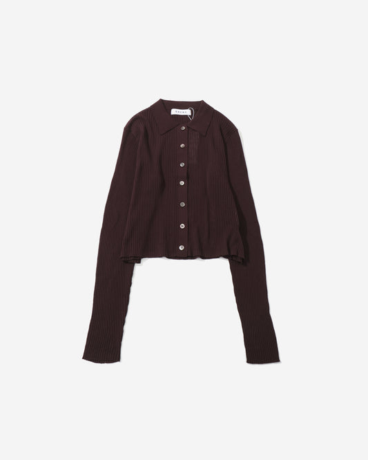 F.TWIST COTTON SILK RIB POLO CARDIGAN