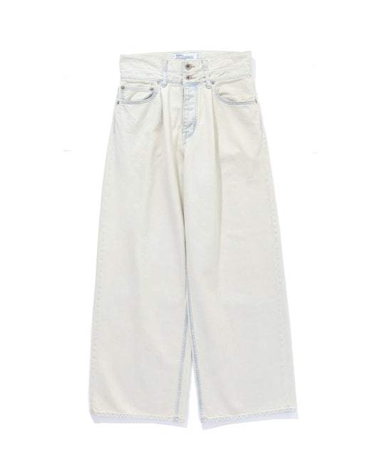 "Ice Wash" W-Velt Wide Denim Pants