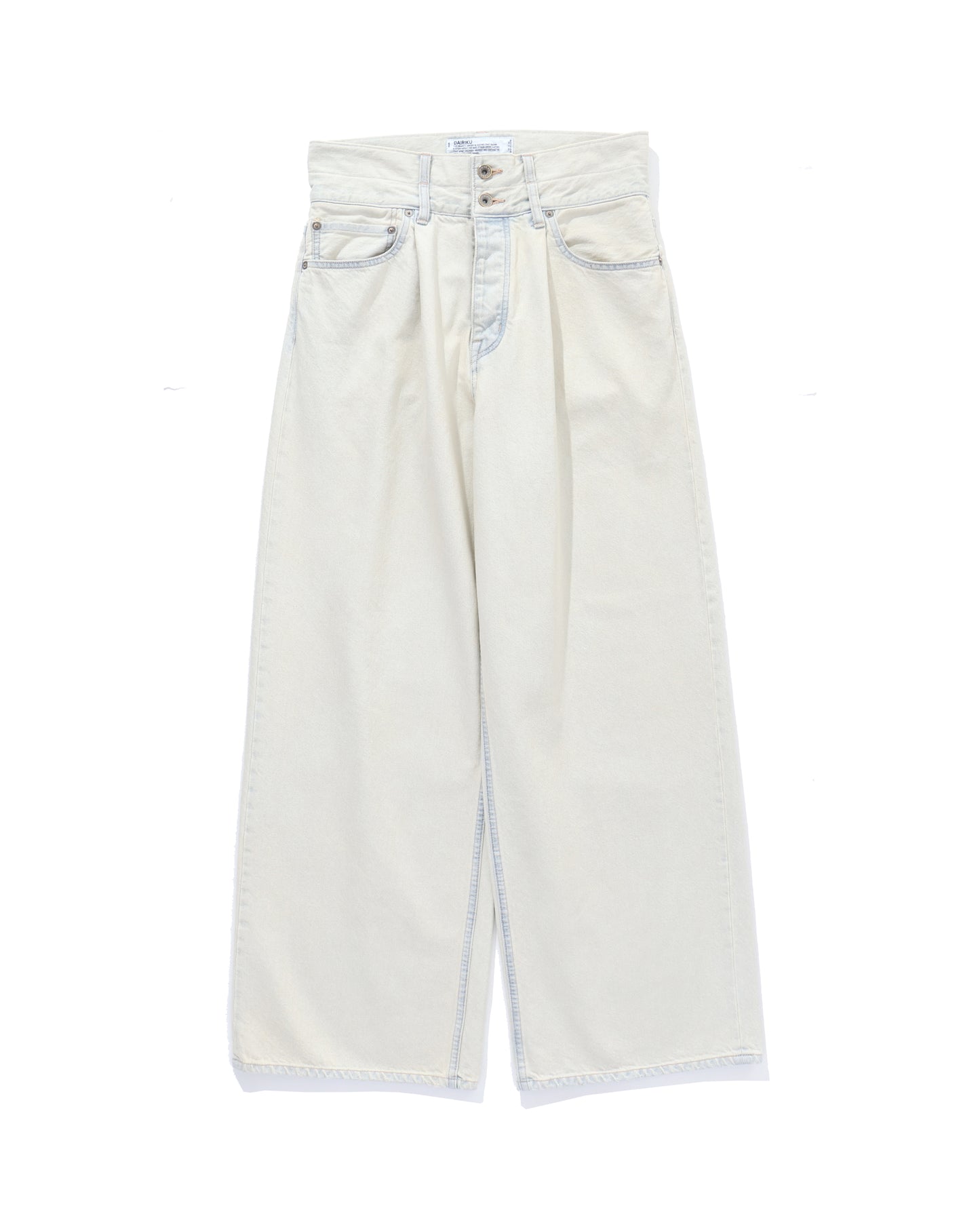 "Ice Wash" W-Velt Wide Denim Pants