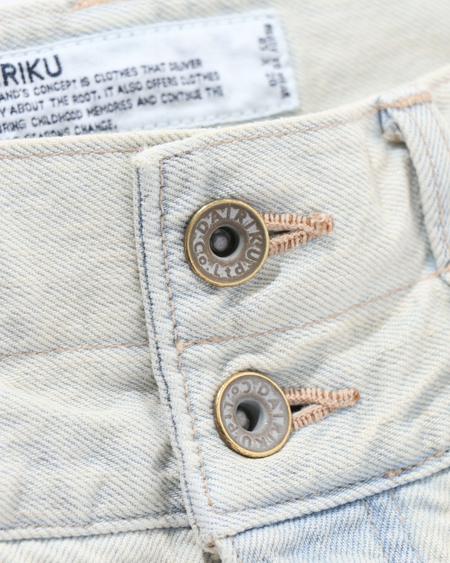 "Ice Wash" W-Velt Wide Denim Pants