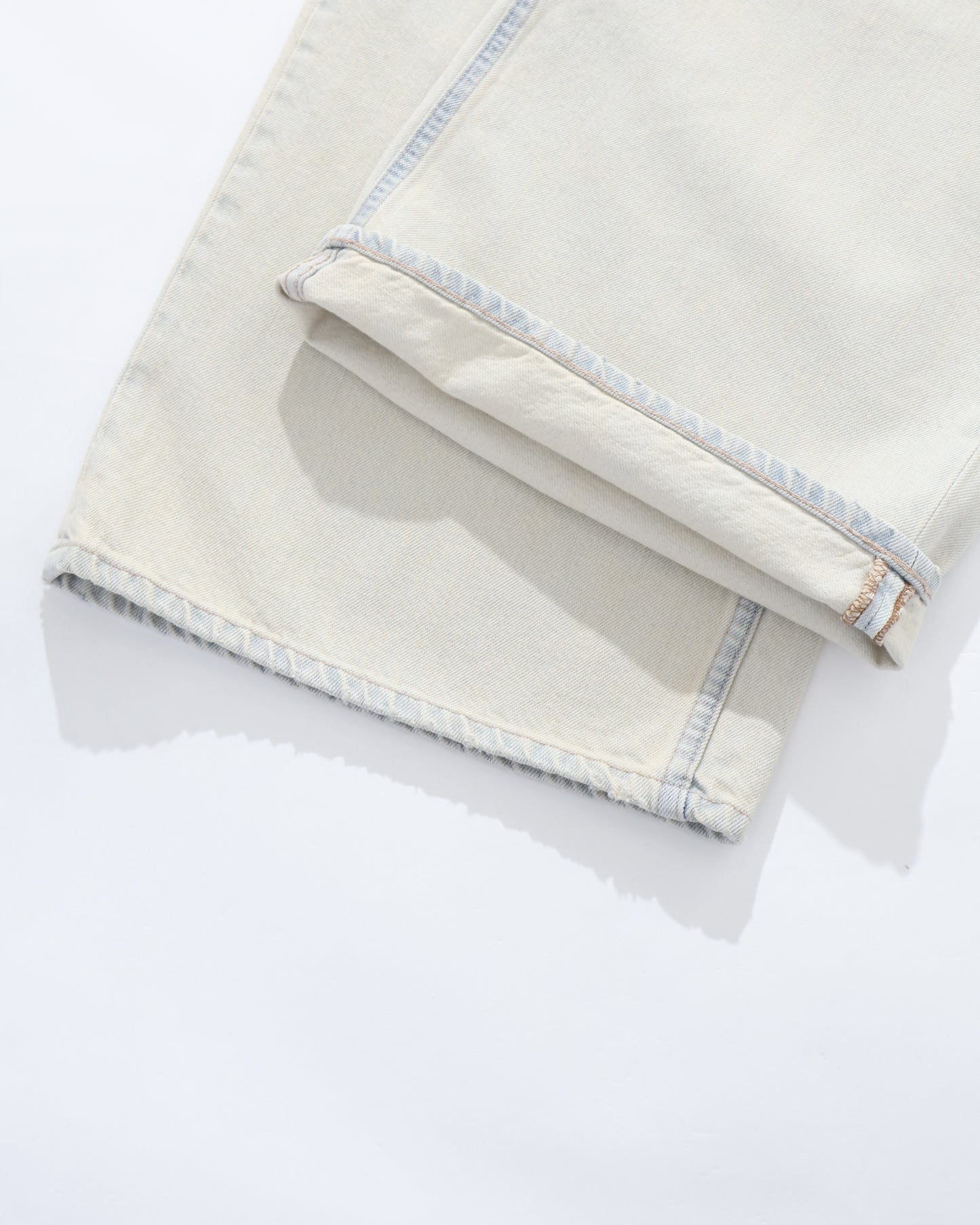 "Ice Wash" W-Velt Wide Denim Pants