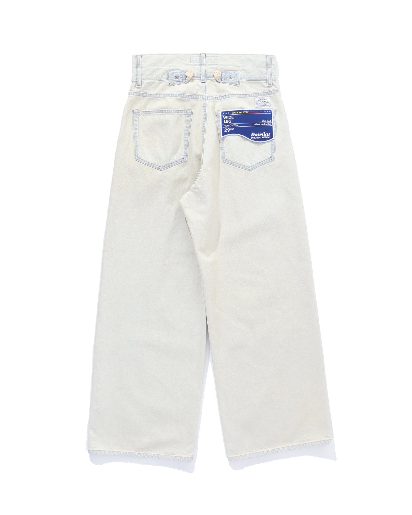 "Ice Wash" W-Velt Wide Denim Pants