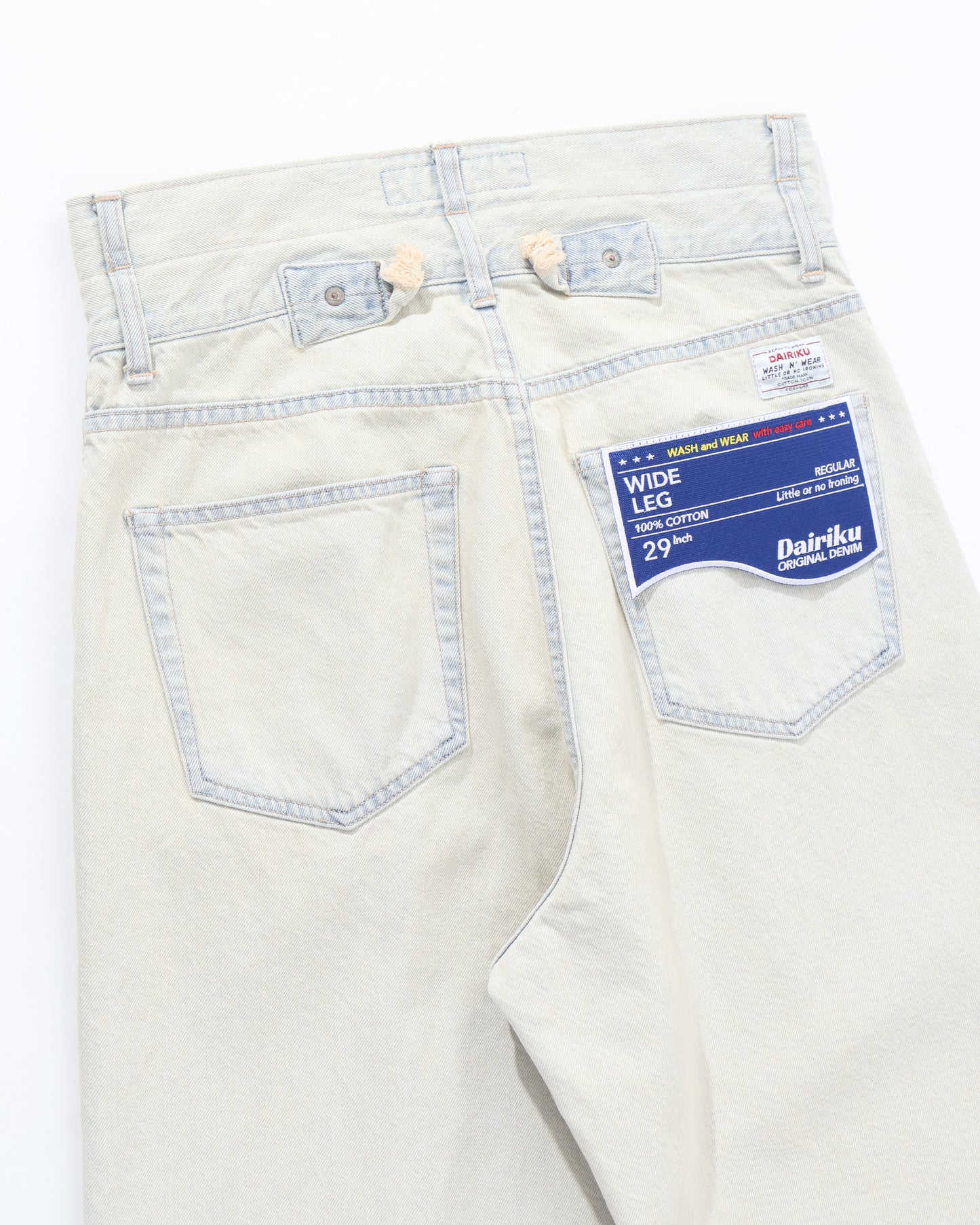"Ice Wash" W-Velt Wide Denim Pants