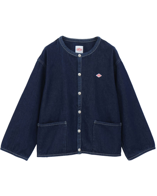 WOMEN'S DENIM COLLARLESS JACKT