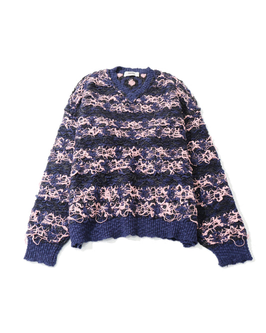 "Odd Hotel's Carpet" V-neck Pullover Knit