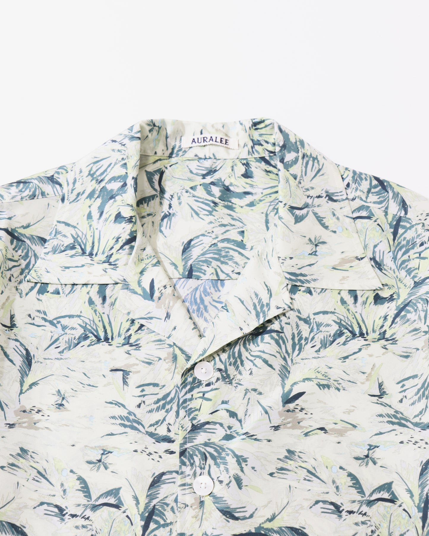 PRINTED AIRY SILK HALF-SLEEVED SHIRT PALE GREEN