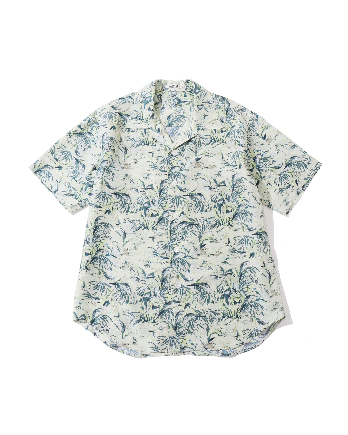 PRINTED AIRY SILK HALF-SLEEVED SHIRT PALE GREEN