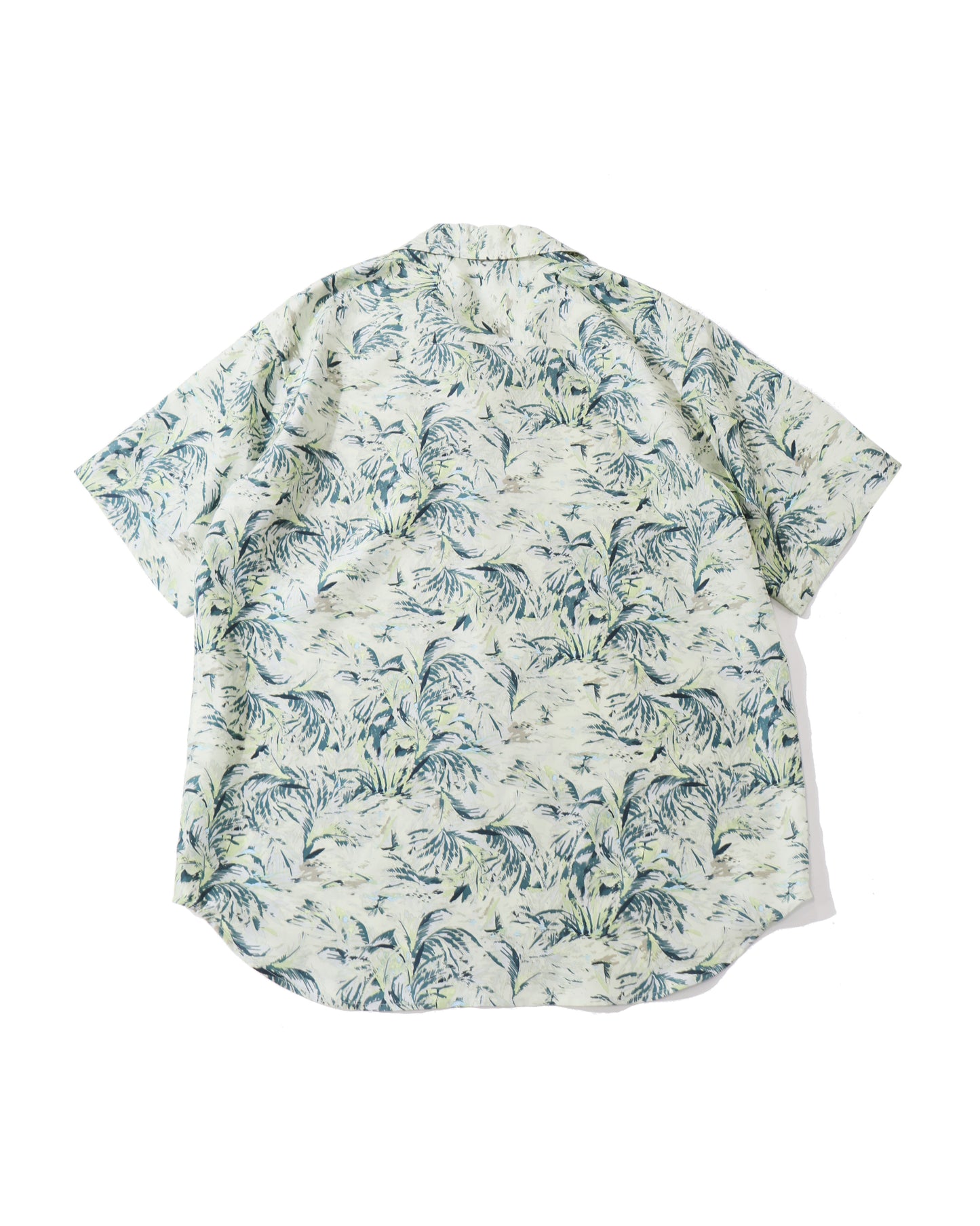 PRINTED AIRY SILK HALF-SLEEVED SHIRT PALE GREEN