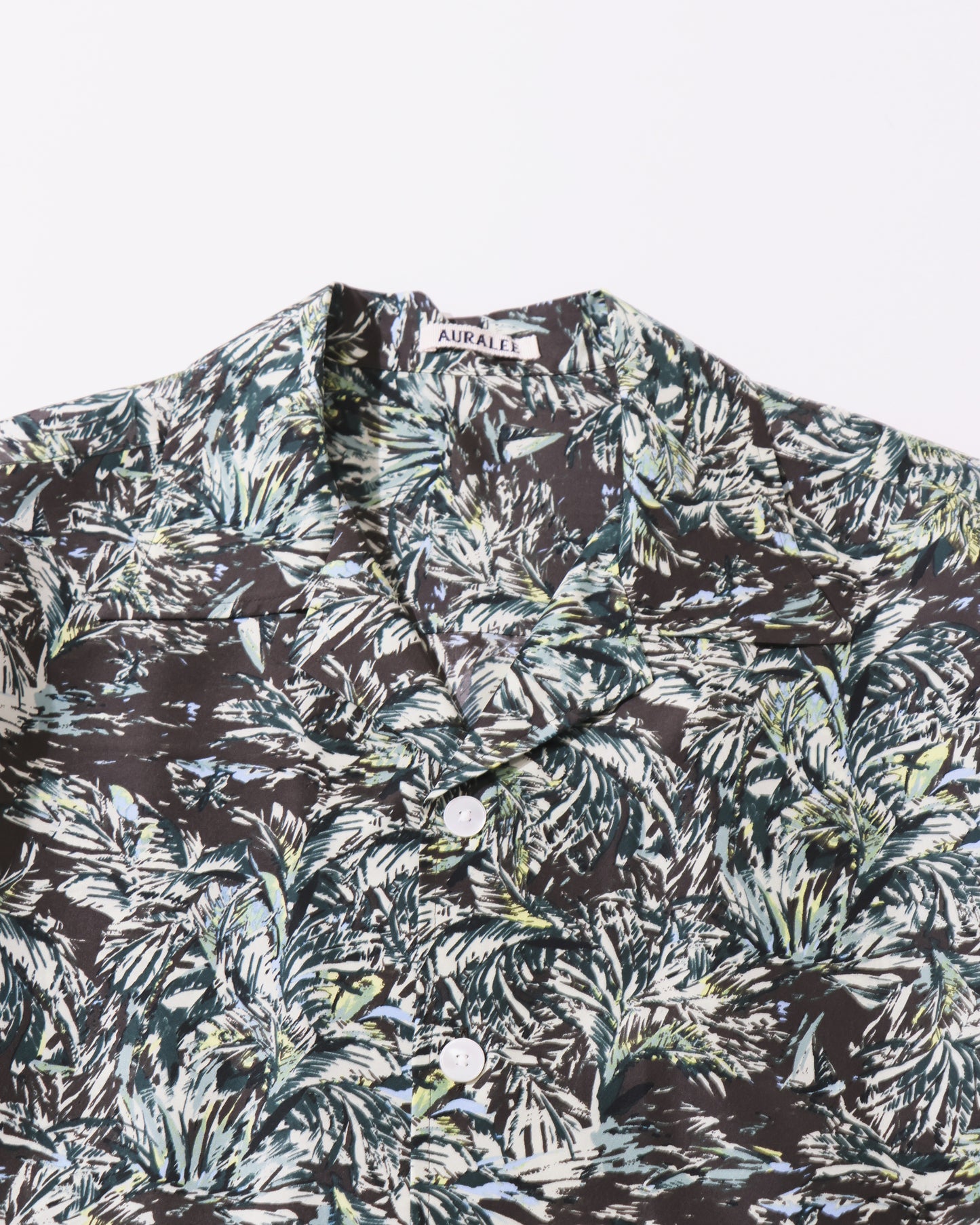 PRINTED AIRY SILK HALF-SLEEVED SHIRT DARK BROWN