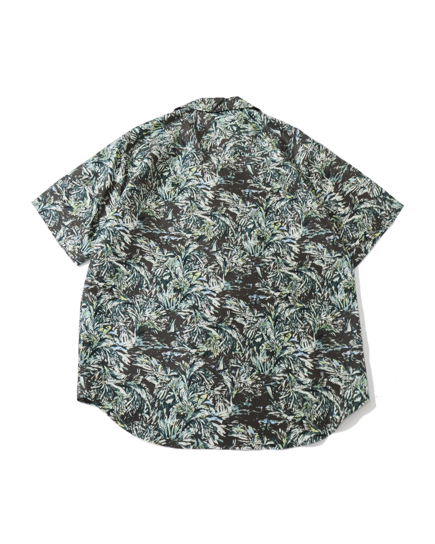 PRINTED AIRY SILK HALF-SLEEVED SHIRT DARK BROWN
