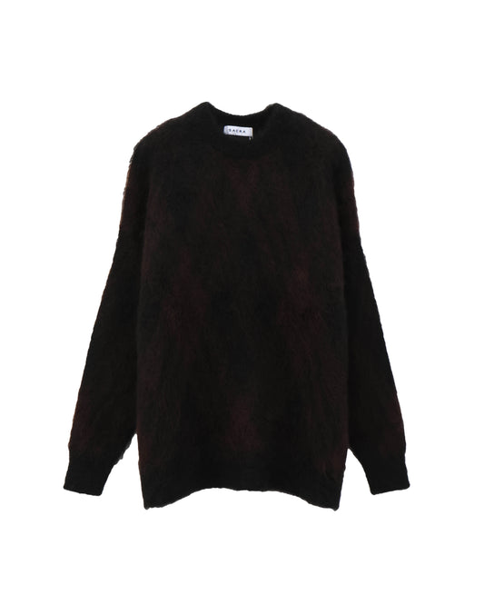 MOHAIR PLAID JACQUARD TOP