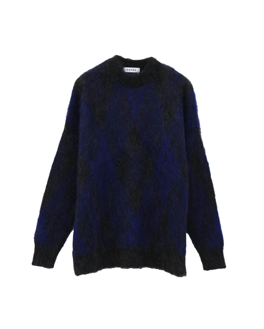 MOHAIR PLAID JACQUARD TOP