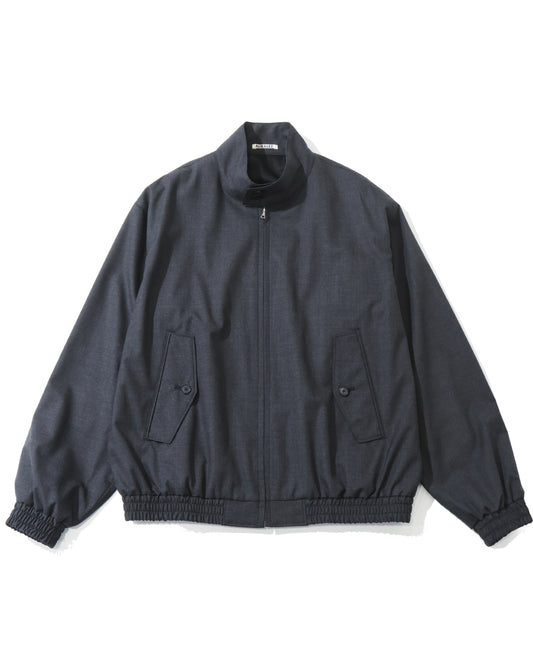 ULTRA FINE TROPICAL WOOL ZIP BLOUSON TOP CHARCOAL