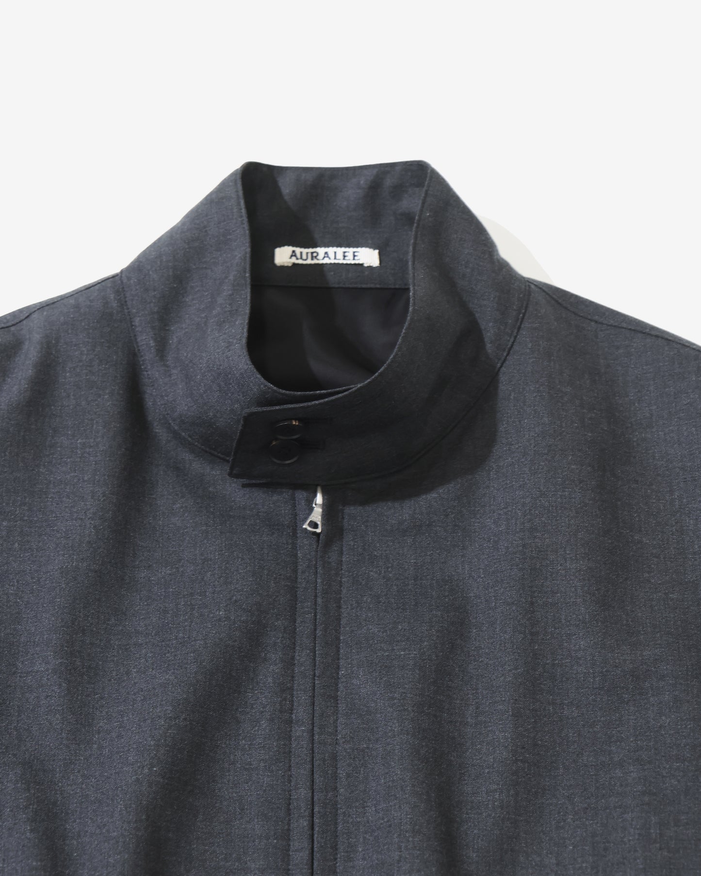 ULTRA FINE TROPICAL WOOL ZIP BLOUSON TOP CHARCOAL