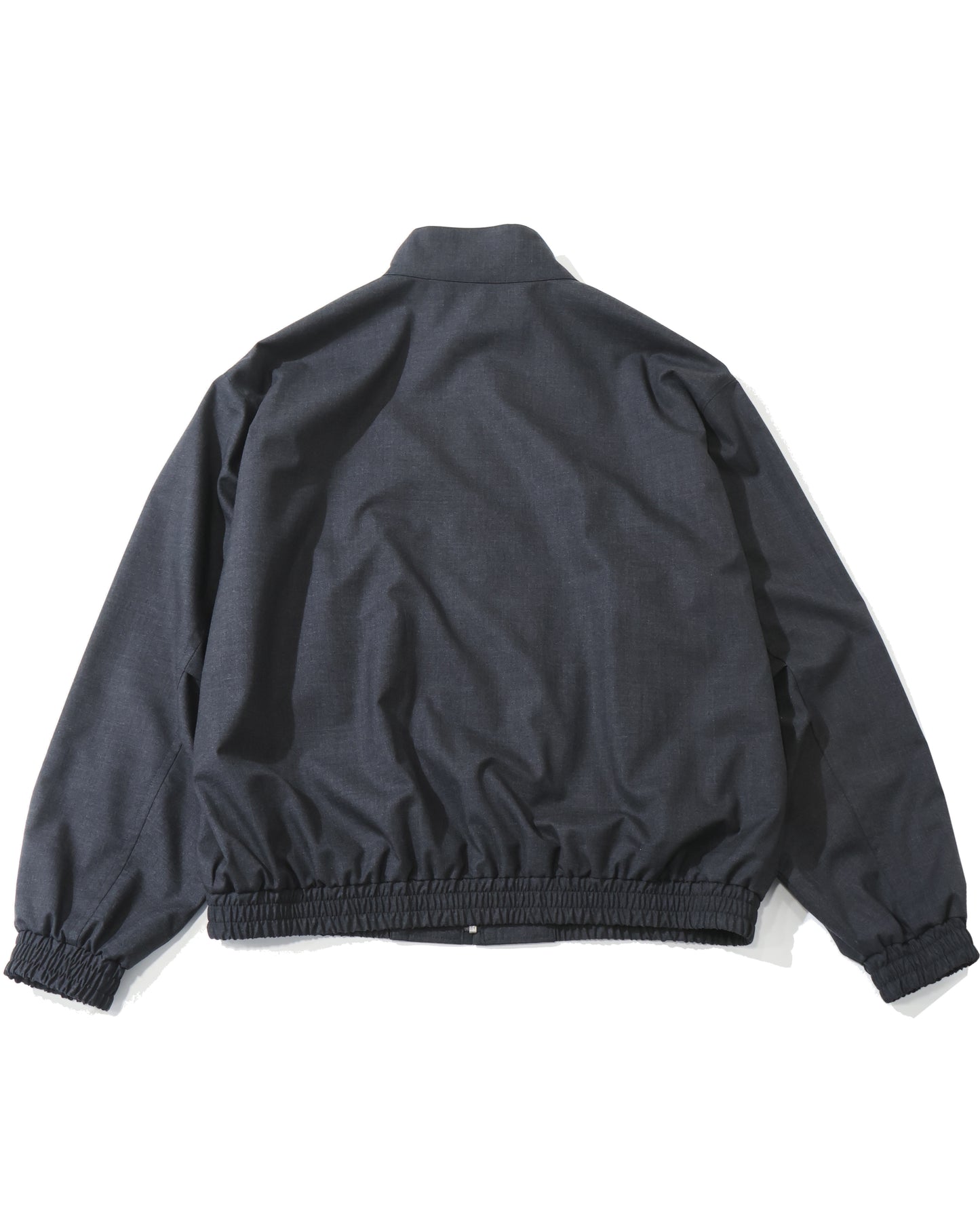 ULTRA FINE TROPICAL WOOL ZIP BLOUSON TOP CHARCOAL