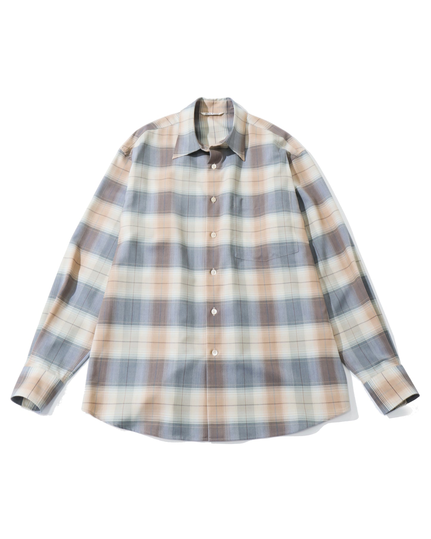 SUPER LIGHT WOOL CHECK SHIRT LIGHT BROWN CHECK