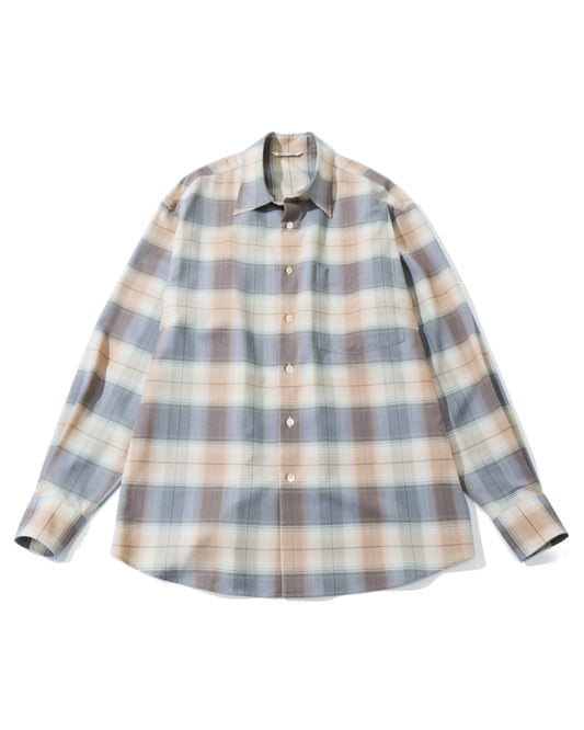 SUPER LIGHT WOOL CHECK SHIRT LIGHT BROWN CHECK