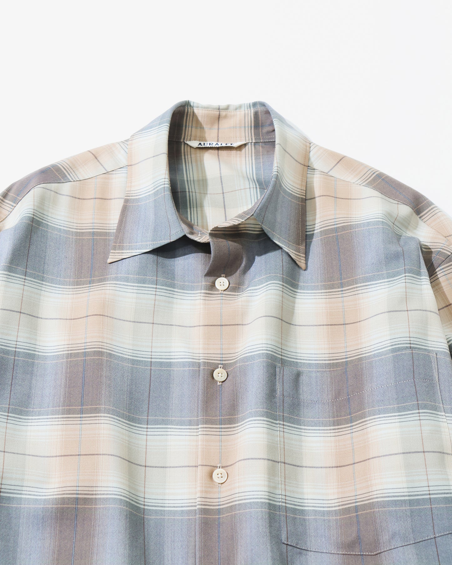 SUPER LIGHT WOOL CHECK SHIRT LIGHT BROWN CHECK
