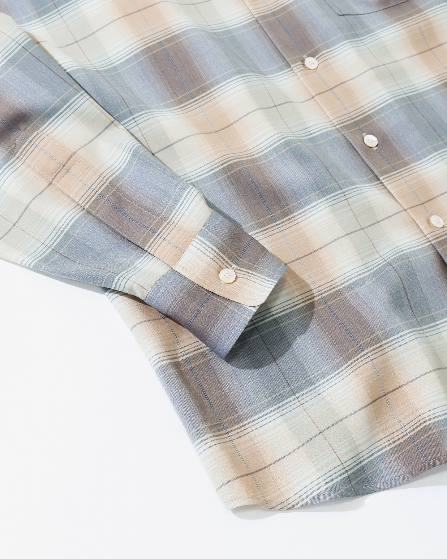 SUPER LIGHT WOOL CHECK SHIRT LIGHT BROWN CHECK