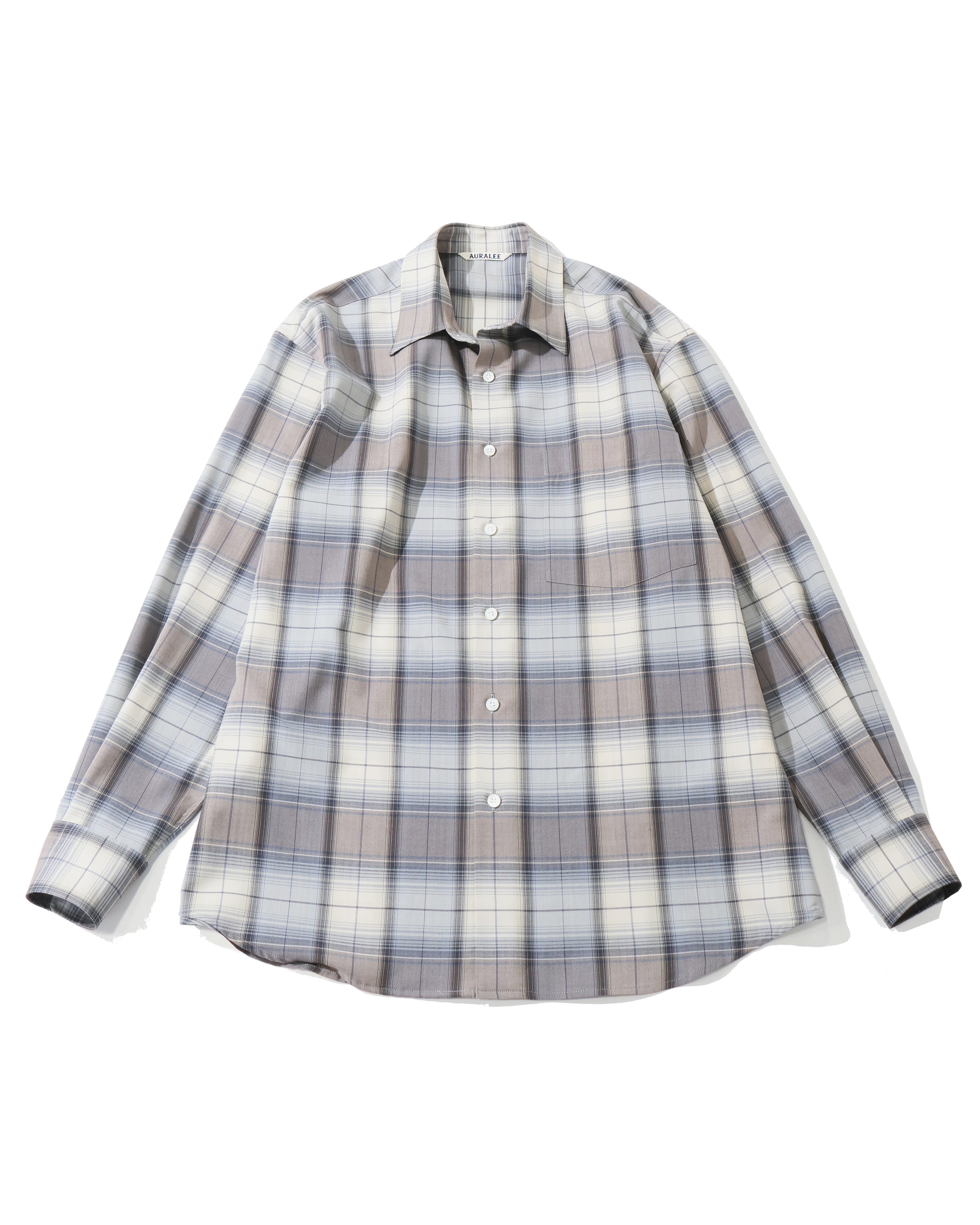 SUPER LIGHT WOOL CHECK SHIRT BLUE GRAY CHECK – TIME AFTER TIME