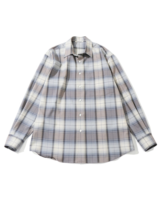 SUPER LIGHT WOOL CHECK SHIRT BLUE GRAY CHECK