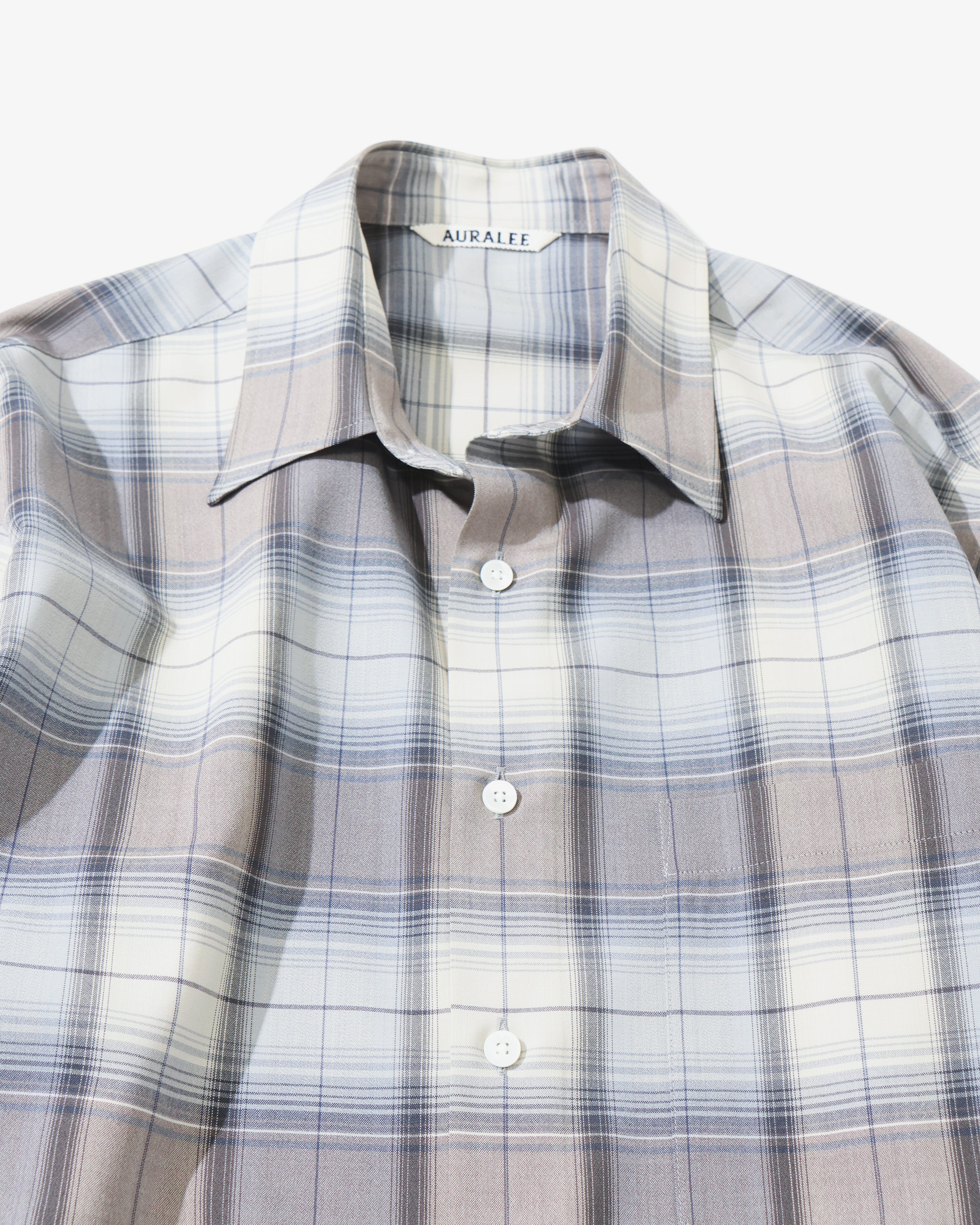 SUPER LIGHT WOOL CHECK SHIRT BLUE GRAY CHECK – TIME AFTER TIME