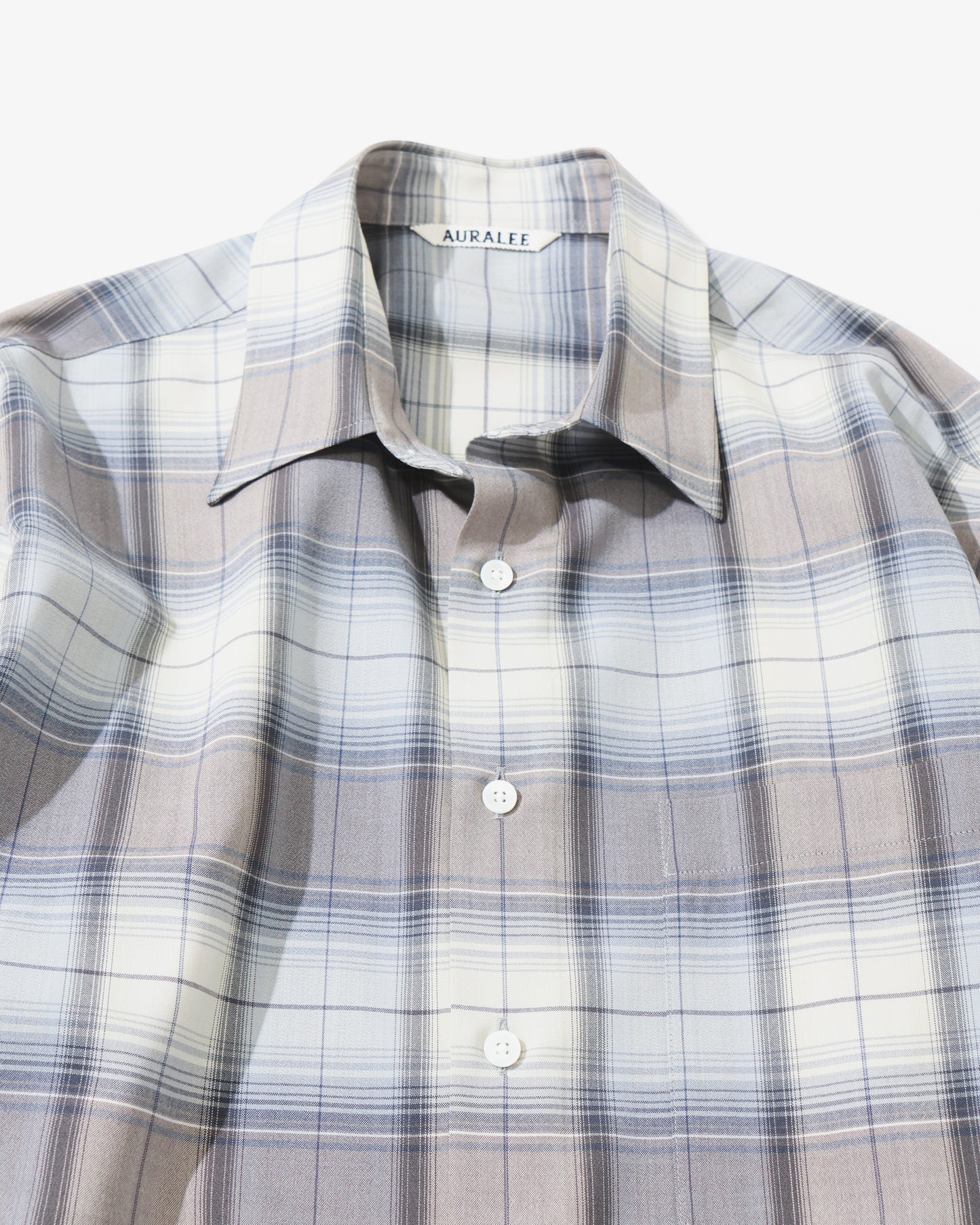 SUPER LIGHT WOOL CHECK SHIRT BLUE GRAY CHECK