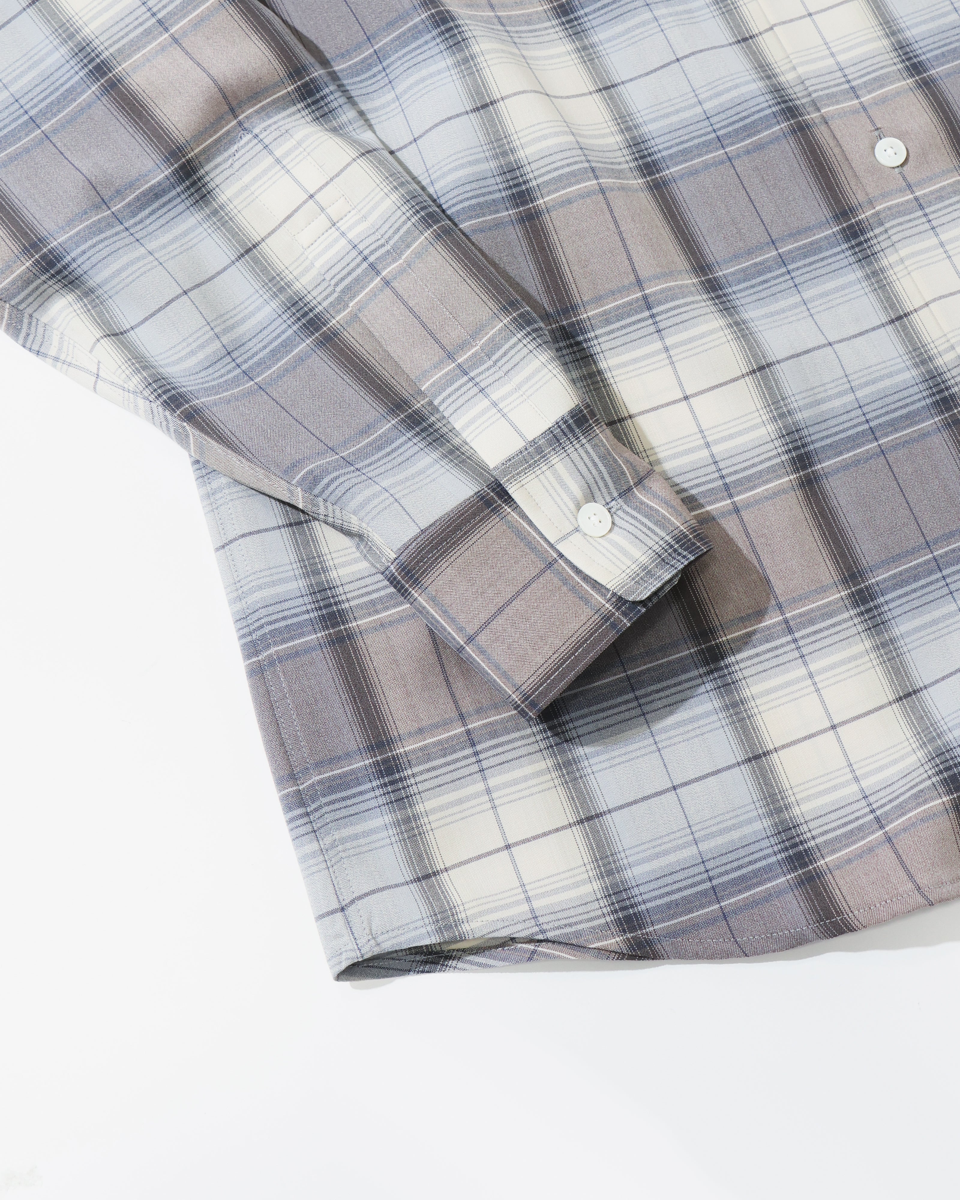 WOOL CHECK SHIRT / 2 洗えるウール　新品　最安値　早い者勝ち SUPER LIGHT WOOL CHECK SHIRT BLUE GRAY CHECK – TIME AFTER TIME
