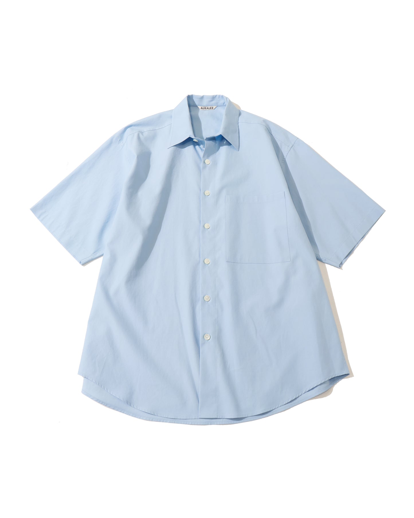WASHED FINX TWILL BIG HALF SLEEVED SHIRT LIGHT BLUE