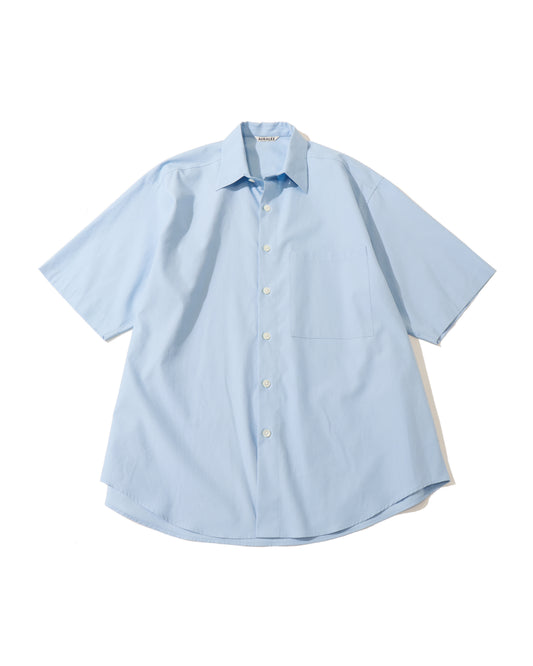 WASHED FINX TWILL BIG HALF SLEEVED SHIRT LIGHT BLUE