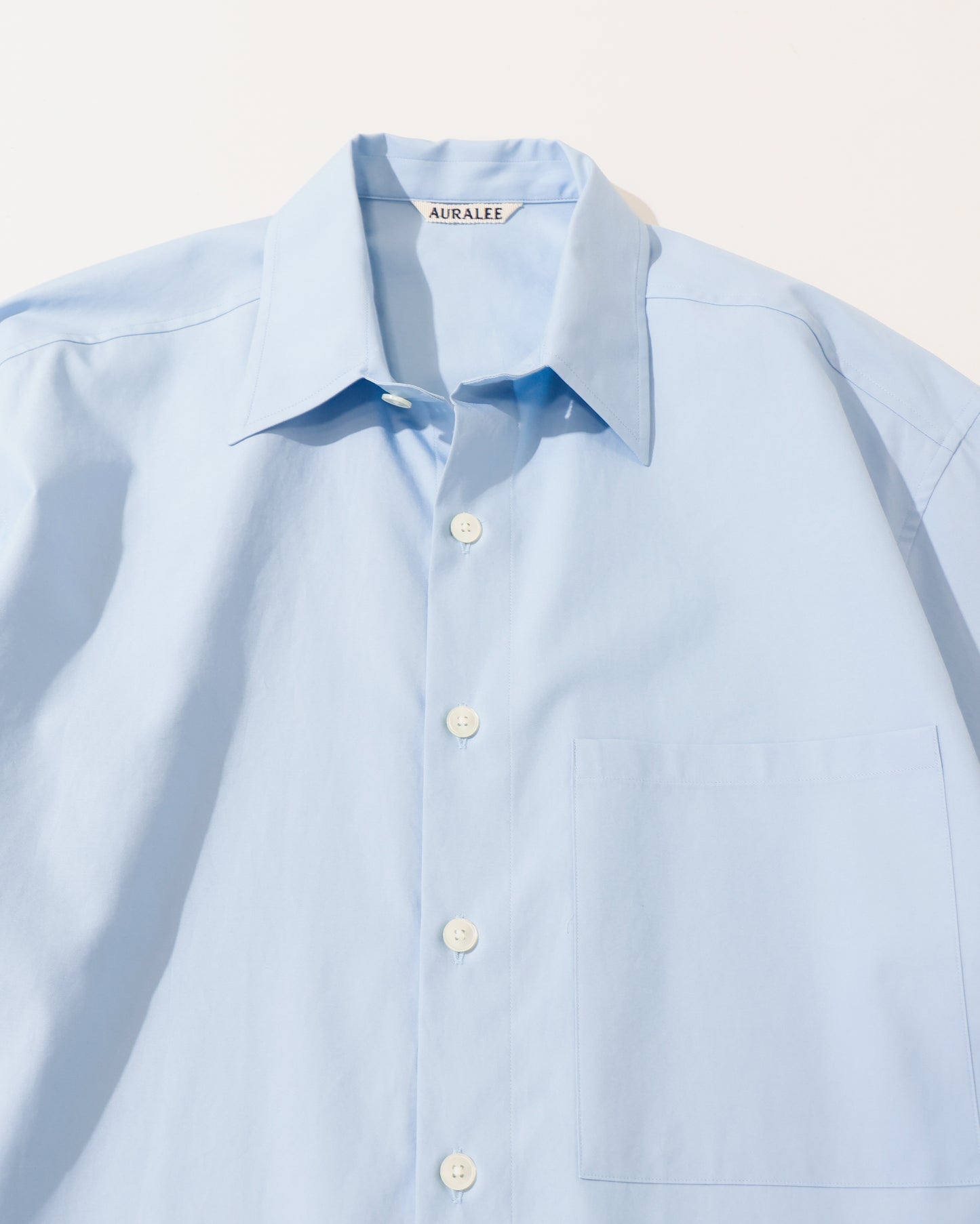 WASHED FINX TWILL BIG HALF SLEEVED SHIRT LIGHT BLUE