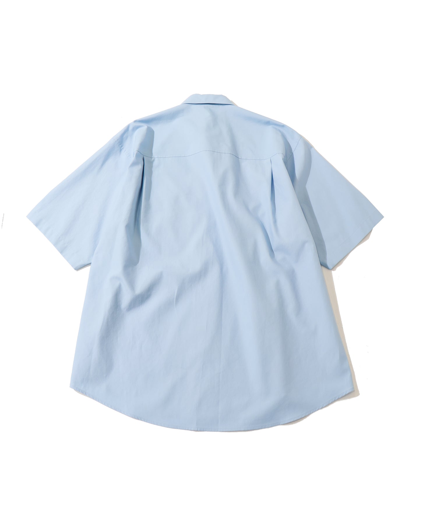 WASHED FINX TWILL BIG HALF SLEEVED SHIRT LIGHT BLUE