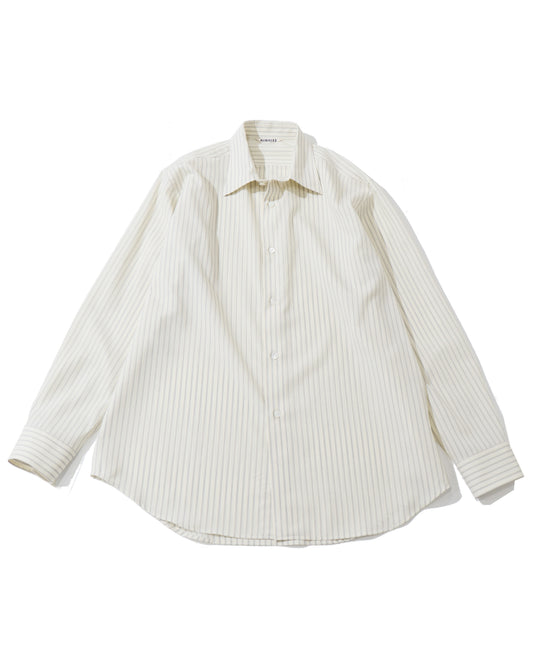 SUPER FINE WOOL STRIPE SHIRT IVORY WHITE STRIPE