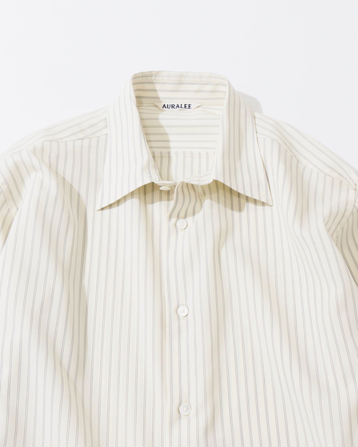 SUPER FINE WOOL STRIPE SHIRT IVORY WHITE STRIPE
