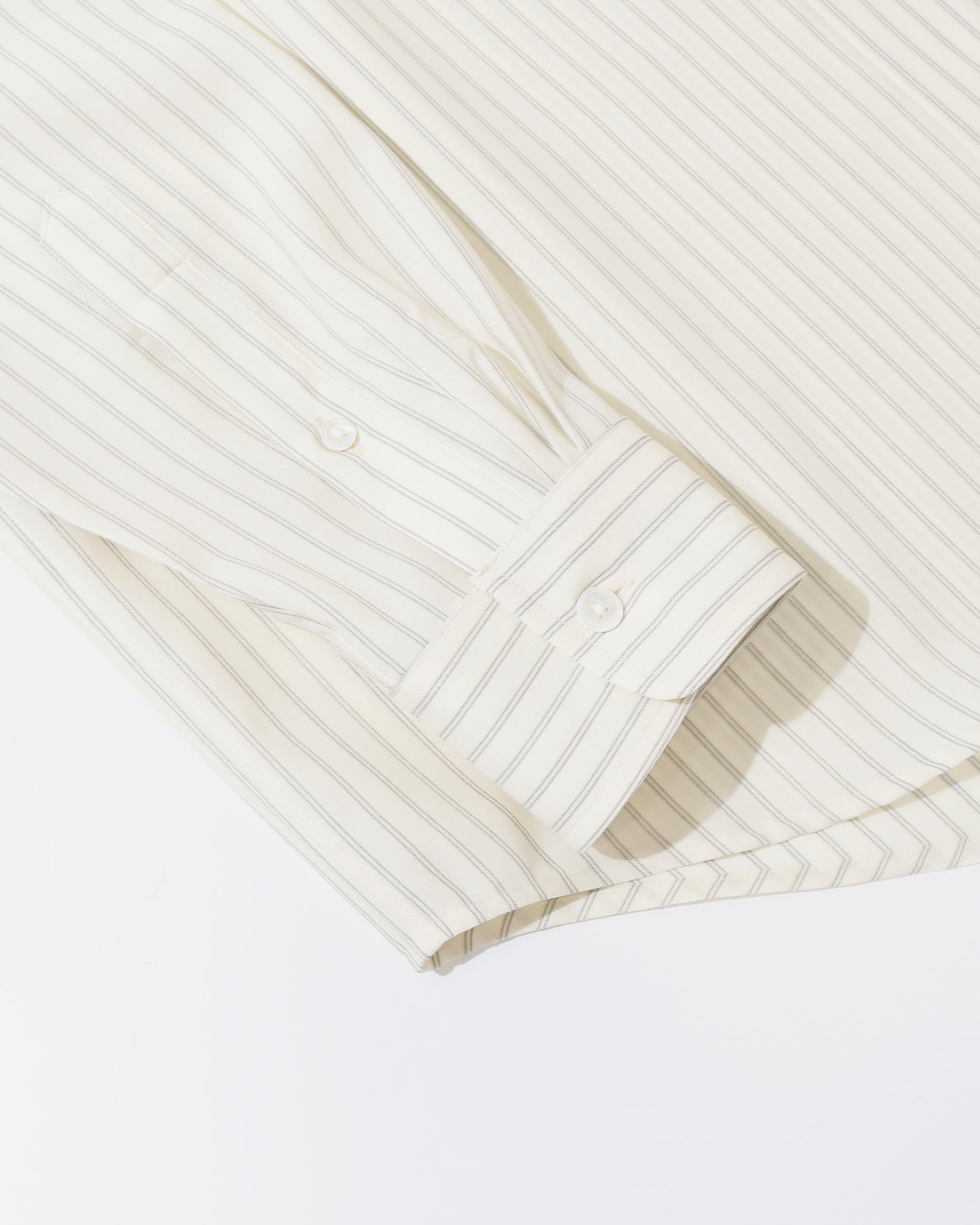 SUPER FINE WOOL STRIPE SHIRT IVORY WHITE STRIPE
